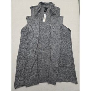 NWT New Directions Womens XL Sleeveless Open Front Gray Knit‎ Vest Cardigan